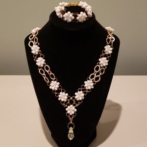 Beaded and gold chained set